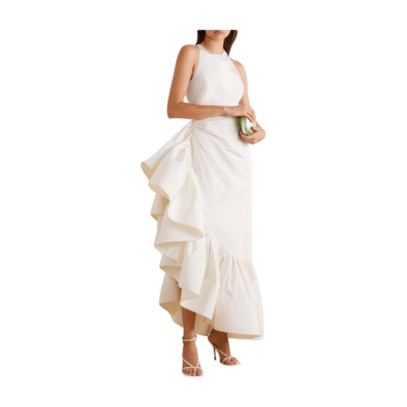 NWT Rosie Assoulin Whoopsy Daisy Ruffled Silk Charmeuse Wedding Gown Size 4 - Picture 1 of 15